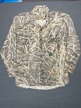 Vintage Mossy Oak Camo Button Down Long Sleeve Shirt Men's Size XL Made in USA
